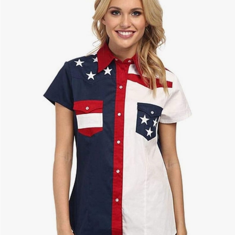 Roper Red, White, and Blue Star Button-Down Shirt